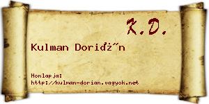 Kulman Dorián névjegykártya